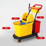 Hotel-Türsteher-Servicetrol – Kommerzieller gelber Reinigungswagen mit Moppeimer und Wringer
