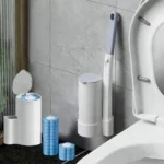 Einweg-Toilettenbürstenset, 2 Reinigungsbürsten mit 48 Ersatzbürstenköpfen, zum Reinigen von Toilette, Badewanne, Waschbecken, Waschbeckenabfluss und Bodenabfluss. 3