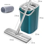 Flaches Bodenwischer- und Eimerset, Küchenreinigungswerkzeug, Mikrofaser, Wringer, Wringer, Magie, skalierbar. Mops Bodenreinigung 6