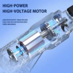 Weißer Kabelloser Hochdruckreiniger Elektrischer Hochleistungsreiniger für Terrasse und Auto mit 1/2x1,5Ah Akkus 8