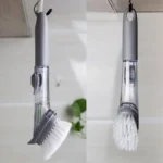Nachfüllbare flüssige Reinigungs bürste Küchen schüssel wäscher Reinigungs schwamm Lang griff Spender Reiniger Werkzeug mit Spülmittel waschen 4