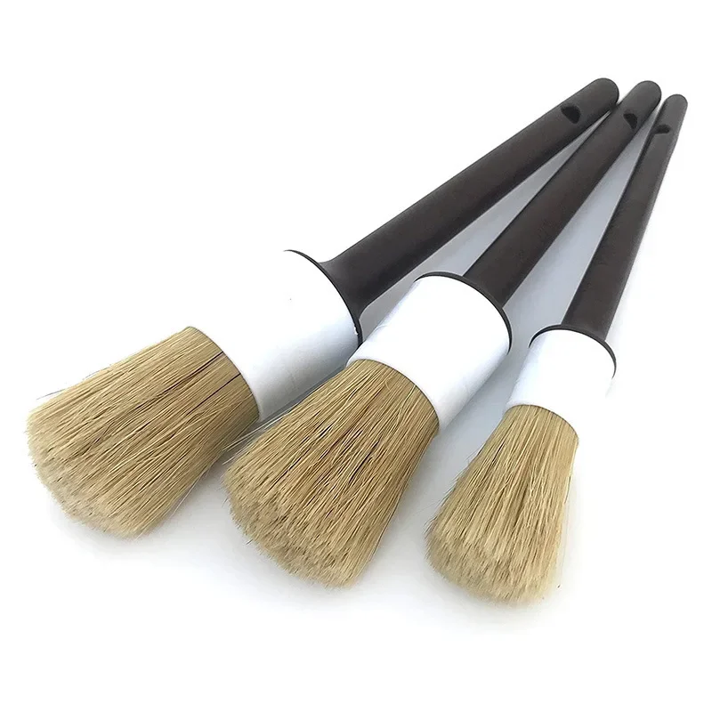 3PCS Auto Außen Innen Detail Pinsel Wildschwein Haar Borsten Pinsel für Auto Reinigung Auto Detail Werkzeuge Dashboard Reinigung Pinsel 2