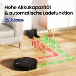 VersLife L6 Saugroboter mit Wischfunktion, 4000Pa Staubsauger Roboter mit App Steuerung, Alexa, 120 Mins MAX, Ultraflaches Design, Saug und Wischroboter für Tierhaare, Teppiche und Hartboden 5