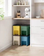 SONGMICS Mülltrennsystem, Küche, 4er Set Abfalleimer, Mülleimer stapelbar 2