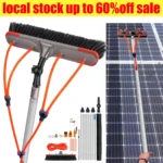 7 m lange Teleskop-Reinigungsbürste aus Aluminium (mit Schlauch) geeignet für Solarmodule Terrassendächer und Fenster um 180° verstellbarer Bürstenkopf