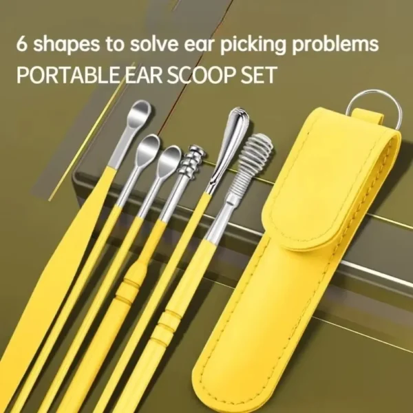 6 Stück Geschenke 360 °   Edelstahl-Ohrlöffel mit Spiraldesign, Ohrenschmalz-Entferner, Feder-Ohrenschaber, Tragbarer Ohrlöffel