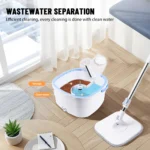 Schleudermopp-Set mit Eimer – trennt sauberes und schmutziges Wasser – automatische Entwässerung – Mikrofaserreinigung – einfache Montage 5
