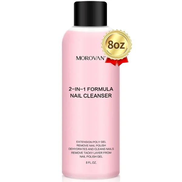 8oz Nail Cleanser 2 in 1 (Poly Nail Extension Gel Slip Solution+Professioneller Nagelreiniger) Nagellackentferner Fusselfreier Slip