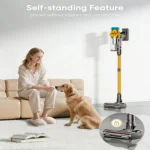 600 W 40 kPa Akku-Staubsauger für Zuhause und Haustiere, Tierhaarentferner, 60 Minuten Laufzeit, Green Light Tech, Hartholz sicher, selbststehend 6