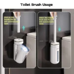 Wandmontierte Einweg-Toilettenbürste mit 8/16/24 Stück Bürstenköpfen, Badezimmer-Reinigungsbürste mit langem Griff, Toilettenzubehör 2