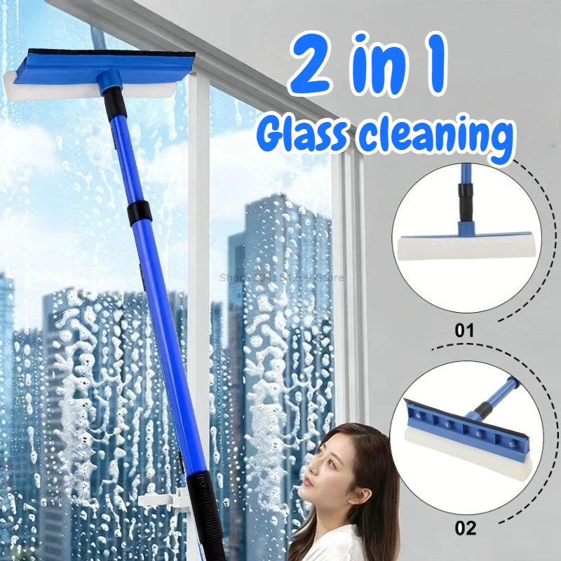2-in-1 Multifunktions-Glaswischer Fensterreinigungsbürste für Zuhause Teleskopischer Schwamm-Abzieher Glasreiniger Wischer mit Langem Griff 2-in-1 Multifunktions-Glaswischer Fensterreinigungsbürste für Zuhause Teleskopischer Schwamm-Abzieher Glasreiniger Wischer mit Langem Griff