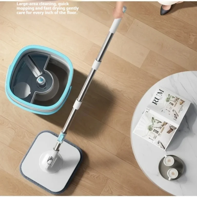 Teleskopischer Rotationsmopp 110-130cm, Freihändiger Wischmopp mit 2,5L Eimer & Trennung von Sauberem und Schmutzigem Wasser, 360° °   Rotierender Wischmopp für die Bodenreinigung zu Hause, Bodenwischsystem mit Auswringer, Verstellbarer Langer Griff für Fliesen- und Holzböden, Trocken- und Nassanwendung 2
