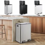 Doppelter Mülleimer, Stufenmülleimer aus Edelstahl, 60 l/16 Gallonen, mit integriertem Filterkasten, Küchenmülltonne, recycelter Abfallmülleimer 2