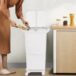 45L Sortier-Mülleimer mit Doppeldeckeln, Großer Haushalts-Abfalleimer, Doppeldeckel-Design für Geruchsisolation, Klassifizierte Abfallaufbewahrung, Robuster Körper, Leicht zu Reinigen, Ideal für Küche, Büro, Zuhause und Innenbereich-Abfallmanagement 4