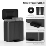 Doppelter 20L Küchenabfalleimer für effiziente Abfalltrennung. Mit Fußpedal, robustem Kunststoff- und Metallgehäuse in elegantem Schwarz. 7