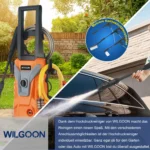 2200-Watt-Hochdruckreiniger für den Haushalt mit 2 mobilen Rädern, mit Hochdruck-Luftpistole zum Reinigen von Autos und Garten 2