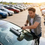 1 Stück Squeegee Auto-Fensterreiniger 2-in-1 mit ausziehbarem Stiel, Fensterreinigungsbürste, rutschfester Griff für Autoreinigungswerkzeuge 2