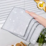 10/20Pcs Reinigung Produkte Geschirrtuch Silber Draht Reinigung Küche Tuch Verdickt Mikrofaser Waschen Handtuch Eingebaute Schwamm Ball Lappen