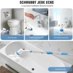 Leebein Elektrische Reinigungsbürste, 2026 Neues Spin Scrubber, IPX65 wasserdichter und 9 Bürstenköpfen, ausziehbarem langem Griff und 2 Geschwindigkeiten, Schrubber für Badezimmer, Boden, Küche 3