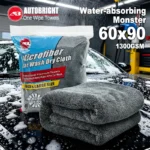 AUTOBRIGHT Mikrofaser 1300 g/m2 60 x 90 cm, 36 x 24 Zoll, ein Wischtuch, Trocknungstuch, Autowaschlappen, verdicktes, weiches, professionelles Auto-Reinigungswerkzeug
