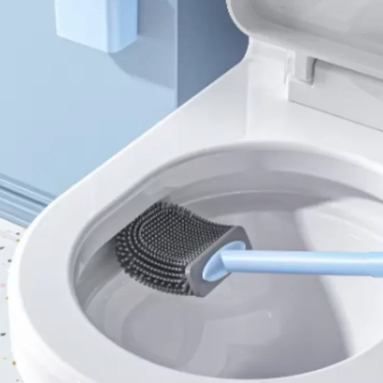 1 Stück Wandmontierte Toilettenbürste mit Silikon-Flachbürstenkopf - Badezimmer Toilettenreinigungswerkzeug Flachkopf Toilettenbürste Reiniger 2
