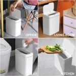Intelligenter Badezimmer-Mülleimer, automatische Verpackung, elektronischer Mülleimer, weiß, berührungslos, schmal, intelligenter Sensor-Mülleimer, Smart Home, 15 l 4