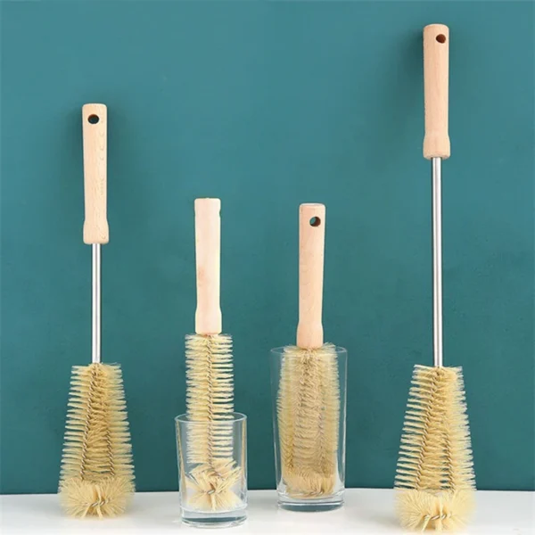 Holz-Flaschenreinigungsbürste mit langem Griff, Waschbürste, Reiniger für Flaschen, Innenbürste zum Reinigen von Babyflaschen QJS002