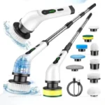 9-in-1 Elektrische Reinigungsbürste Kabellose Duschbürste mit Verstellbarem Verlängerungsgriff Wasserdicht für Badewanne, Fliesen und Boden 3