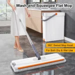 2-in-1 Flachmop und Eimer Set für Tiefenreinigung mit Waschbaren Pads 360° °   Schwenkbare, leicht zu bedienende Bodenreinigungsgeräte für Haus, Küche und Bad