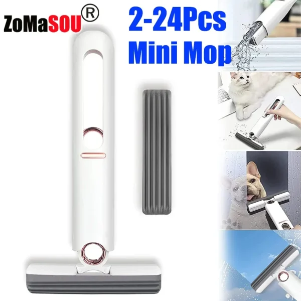 2-24Pcs Mini Mopp Klapp Mini Mopp Leistungsstarke Squeeze mit Selbst-quetschen Küche Boden Waschen Schreibtisch Fenster auto Wc Sauber Werkzeuge