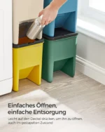 SONGMICS Mülltrennsystem, Küche, 4er Set Abfalleimer, Mülleimer stapelbar 4