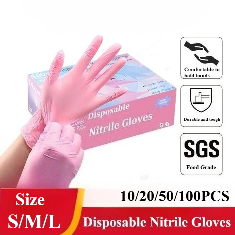 10/20/50/100 Stück rosa Handschuhe Einweg-Nitrilhandschuhe puderfrei für die Haushaltsreinigung Schönheitssalon Arbeitsküchenhandschuhe 10/20/50/100 Stück rosa Handschuhe Einweg-Nitrilhandschuhe puderfrei für die Haushaltsreinigung Schönheitssalon Arbeitsküchenhandschuhe