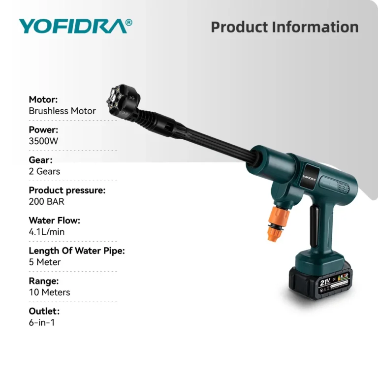 200Bar Bürstenloser Hochdruckreiniger Elektrische Wasserpistole mit Eimer Autoreiniger Sprühpistole für Makita 21V Akku 2