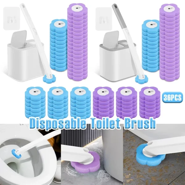 Einweg-Ersatzkopf für Reinigungsset mit neuer WC-Bürste, verlängertem Griff, automatischem Deckelöffner und Reinigungspads. Hygienisch und praktisch für Badezimmerreinigung zu Hause, im Büro oder unterwegs. Einfach zu