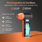 Elektrisches Luftgebläse mit 110000 U/min, 3 Gänge, komprimierter 5000 mAh-Luftstaubsauger für PC-Computer, Laptop-Tastatur, Kamera-Reinigung 3