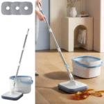 360 °   Spin Mop-Eimer-Sets mit Wring-System, Mikrofaser-Nachfüllungen, Bodenreinigung für den Haushalt, 102–128 cm, ausziehbarer, verstellbarer Griff 5