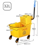 32-Liter-Wischeimer, Gewerblicher Mop-Eimer, Seitenpresse-Reinigungswringgerät, tragbarer Trolley auf Rädern 6
