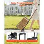 SucceBuy 110Lbs Klappbarer Handwagen Zusammenklappbarer Gepäckwagen mit 2 Rädern Mehrzweck-Plattformwagen für Möbel- und Gepäcktransport 2
