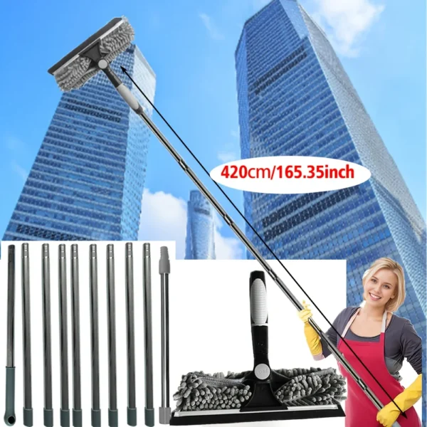 100CM-420CM Ausziehbare Spleißstange Bodenschaber Haushalt Fensterreinigung Wischer Glasschaber Fensterwischer