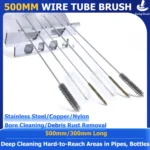 500 mm extra lange Edelstahl-Drahtrohrbürste, Spirale, gedrehte Schlaufe, Rohrflasche, schmale Bohrung, Metall, tiefe Rostreinigung, Handwerkzeuge
