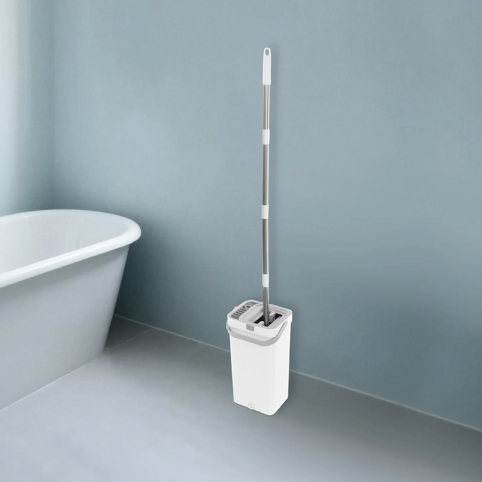 Flacher Mopp mit Eimer, einfache Mopppflege, agile Manöver für Schlafzimmer, Toilette, Hotel, Büro, Küche, Reinigung, Wand, Glasboden Flacher Mopp mit Eimer, einfache Mopppflege, agile Manöver für Schlafzimmer, Toilette, Hotel, Büro, Küche, Reinigung, Wand, Glasboden