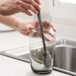 1/2 Stück Silikon-Milchflaschenbürste, Tassenreiniger, Glasreiniger, Küchenreinigungswerkzeug mit Langem Griff für Getränkeflaschen und Gläser 3
