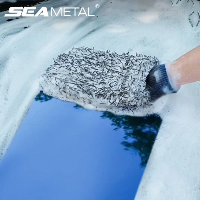SEAMETAL Car Wash Mikrofaser-Chenille-Handschuhe, dicker Auto-Reinigungshandschuh, Wachsdetaillierung, wasserdichte Bürste, Autopflege, doppelseitiger Handschuh
