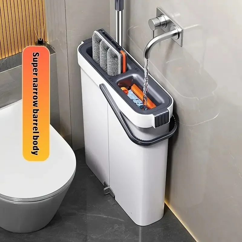 JOYBOS 40 cm Spin Flat Mop & Bucket Set – 360 °   Reinigung der Nass-Trocken-Trennung für Hartholz-/Laminat-/Vinylfliesen