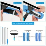 2-in-1-Schaber-Set zum Reinigen von hohen Fenstern (einschließlich 1 drehbarer Kopf und 4 austauschbaren Bürstenköpfen) (einschließlich Verlängerungsstange) 4