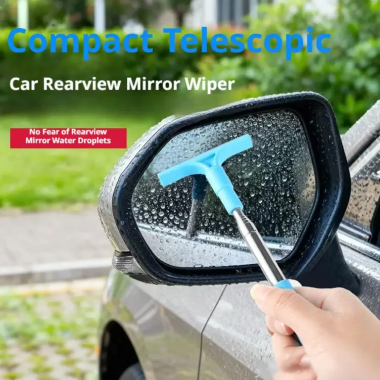Universeller Auto-Rückspiegelreiniger Glasnebelentferner Schaber mit Teleskopgriff Tragbare Fensterreinigungsbürste Auto-Zubehör 2