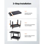 SucceBuy 550 lbs Utility Service Cart Kunststoff-Handwagen mit zwei Ablagen und 360° °   Schwenkräder für die Reinigung von Lagergaragen 6