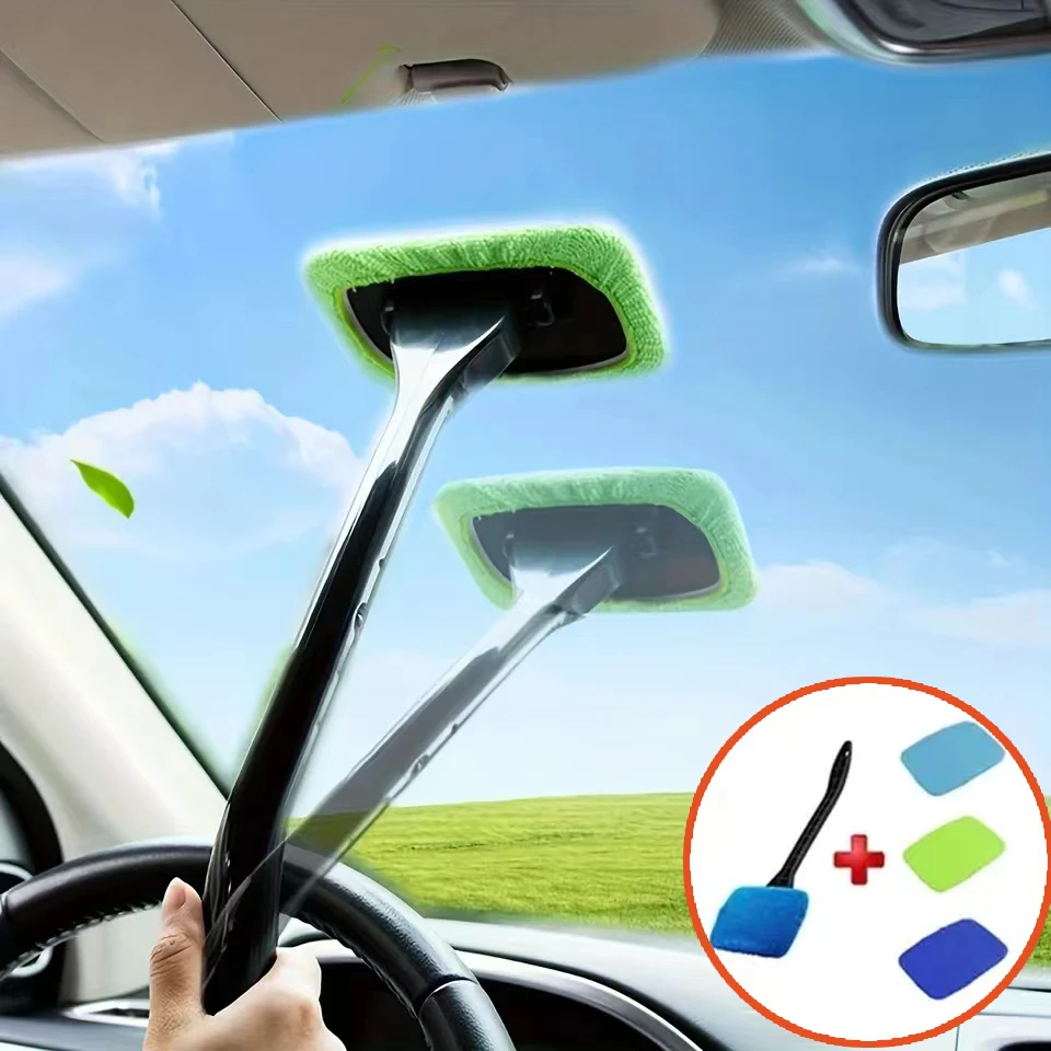 Auto-Fensterreinigungsbürsten-Set Windschutzscheiben-Reinigungswerkzeug Innenraum-Autoglas-Wischer mit Langem Griff Auto-Zubehör Auto-Fensterreinigungsbürsten-Set Windschutzscheiben-Reinigungswerkzeug Innenraum-Autoglas-Wischer mit Langem Griff Auto-Zubehör