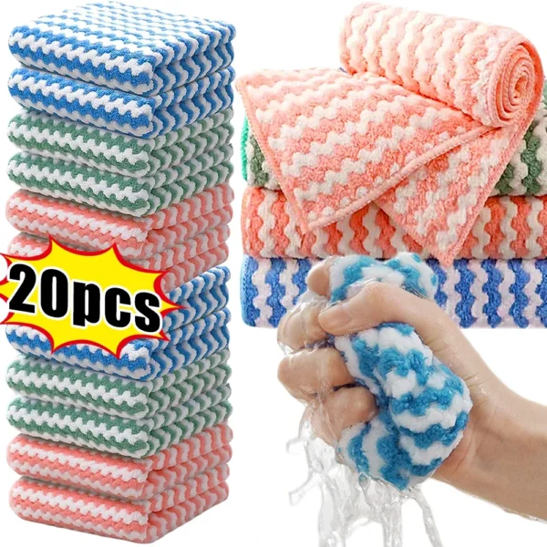 Mikrofaser-Reinigungstücher Samt-Verstärkte Spültücher Hochabsorbierende Scheuertücher für Küche und Haushalt Waschbare Geschirrtücher
