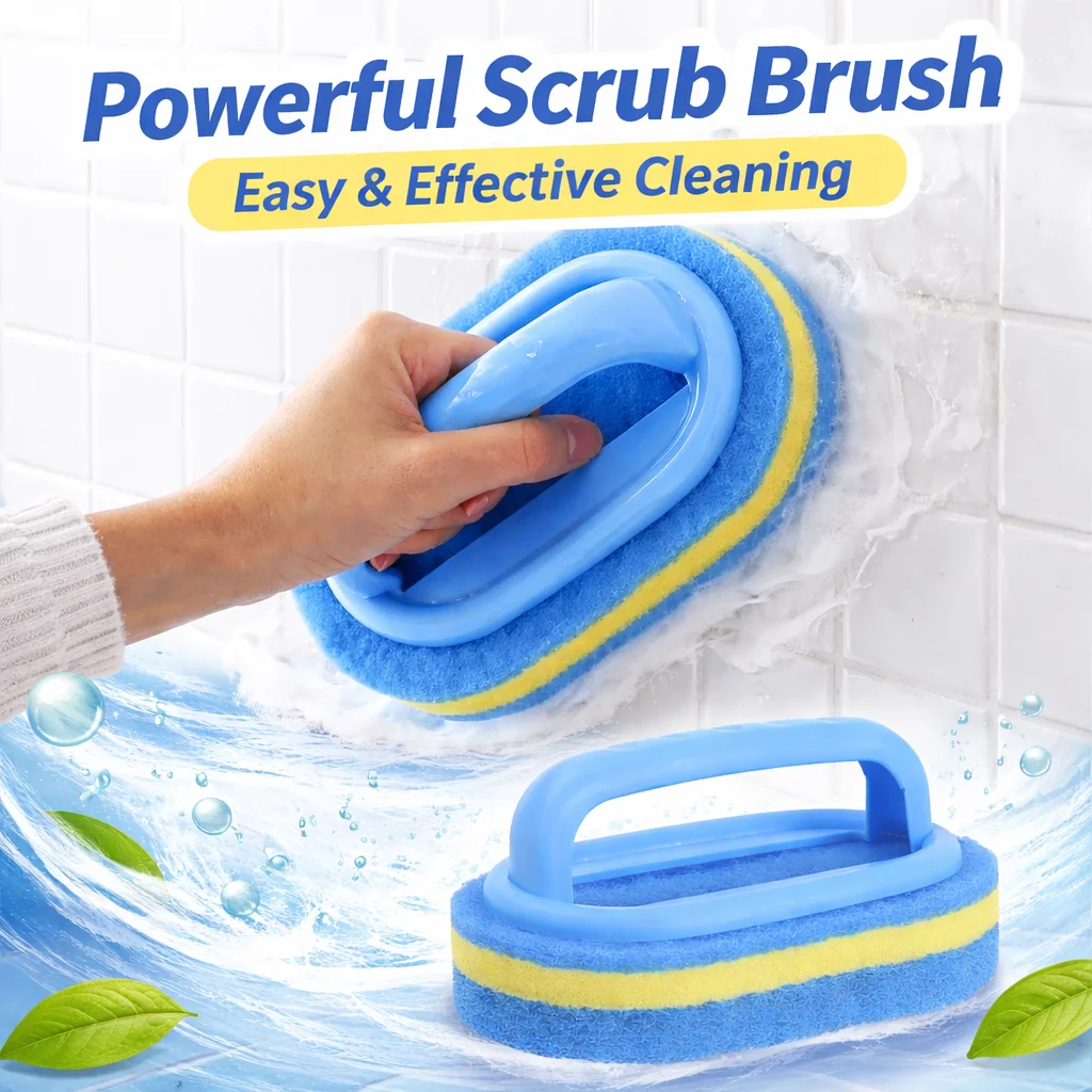 Haushaltsreinigungsbürste mit Griff, Spülmittel, Badezimmer, Küche, Wanne, verdickter Scheuerschwamm, Wischtuch, langlebige Werkzeuge, Zubehör für Zuhause